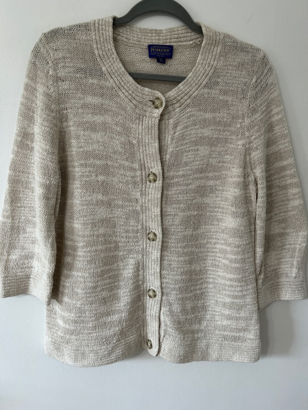 Pendleton Cotton Sweater Women’s L Cream Summer Knit Casual Cardigan - Picture 15 of 15
